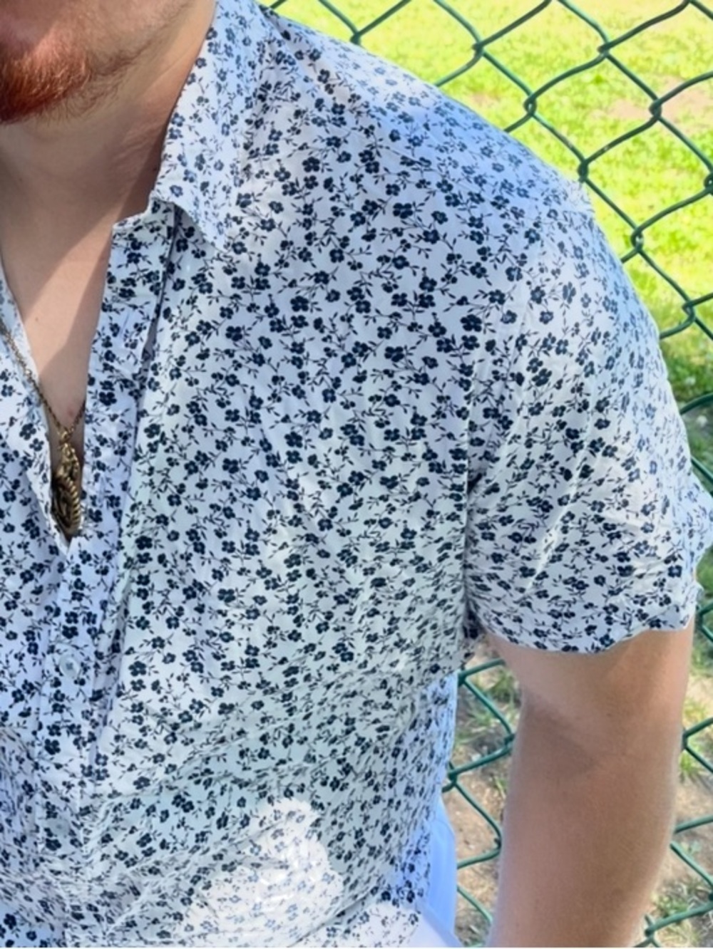 DENIM & FLOWER Men RICKY SINGH Floral Short Sleeve Button-Up Shirt BLUE DAISY - Picture 9 of 16